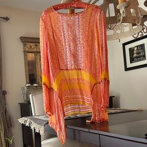 Women's Orange and Yellow Tunic Top